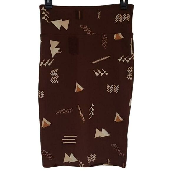 LuLaRoe Brown Abstract Design Print Skirt sz XS - Picture 1 of 7